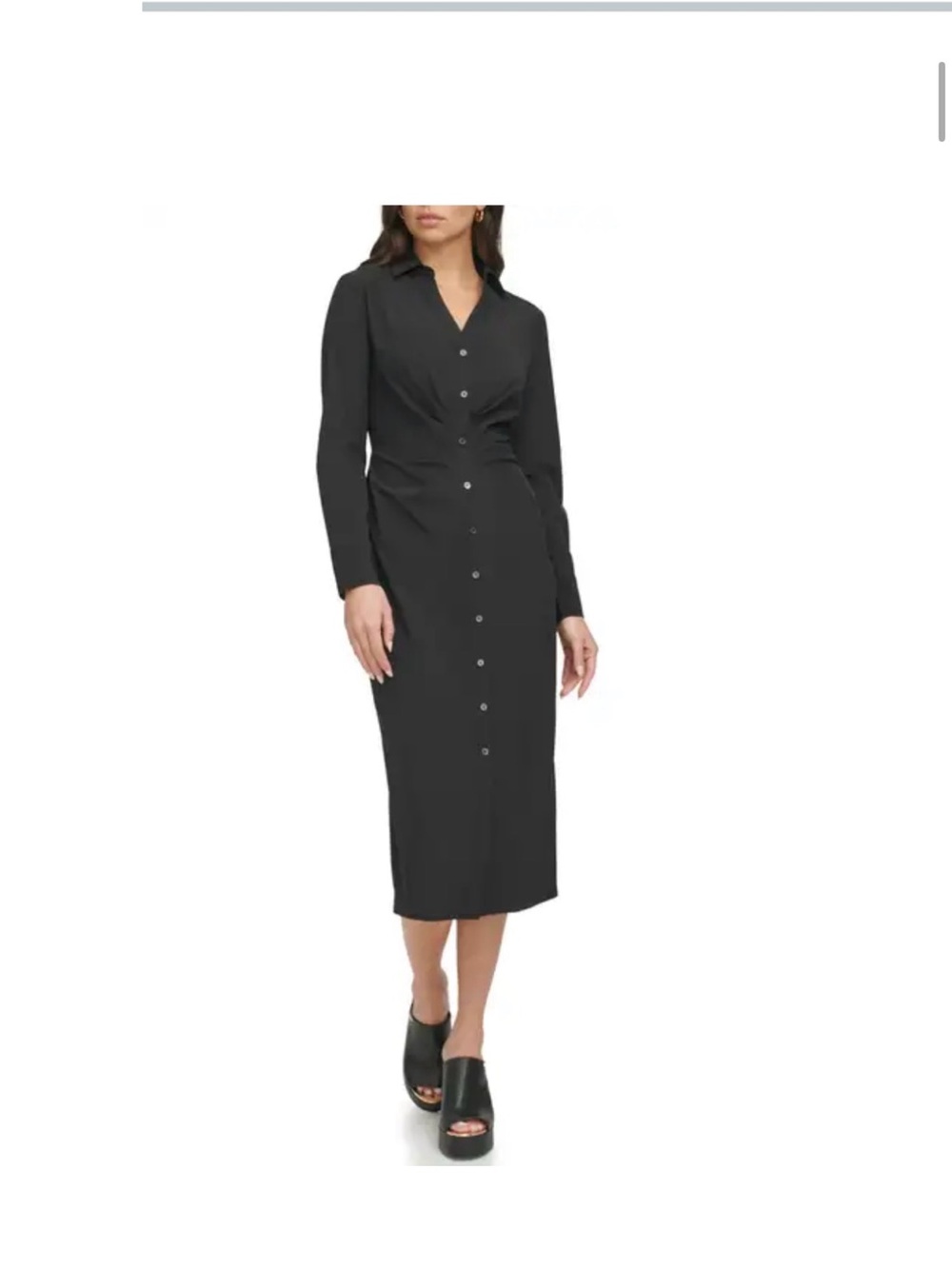 Nordstrom Women’s Black Button-Front Collared Midi Dress — size 10